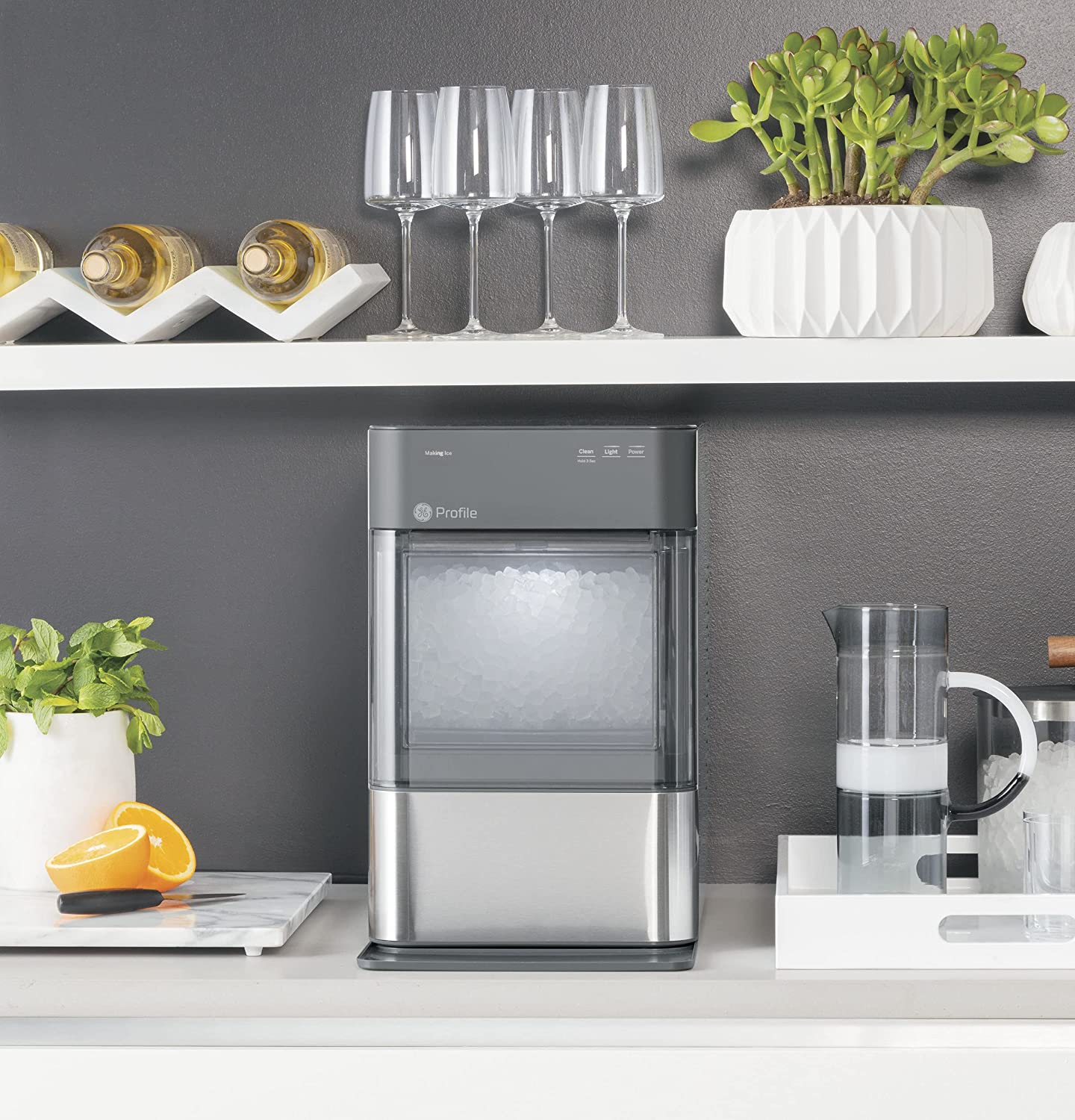 GE Profile Opal 2.0, Countertop Nugget Ice Maker, Ice Machine With WiFi Connectivity, Smart Home Kitchen Essentials, Black Stainless