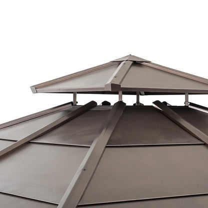 10 Ft. x 10 Ft. Cedar Framed Gazebo With Steel 2-Tier Hip Roof Hardtop