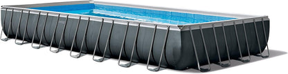 Rectangular Frame Above Ground Outdoor Swimming Pool Set With 1200 Gph Sand Filter Pump, Pool Cover And Ladder