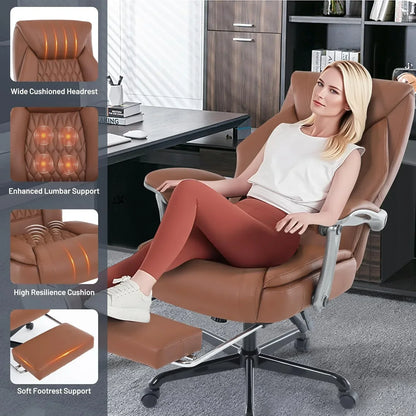 Massage Office Chair With Heating And Footrest Ergonomic Executive Reclining Office Chair