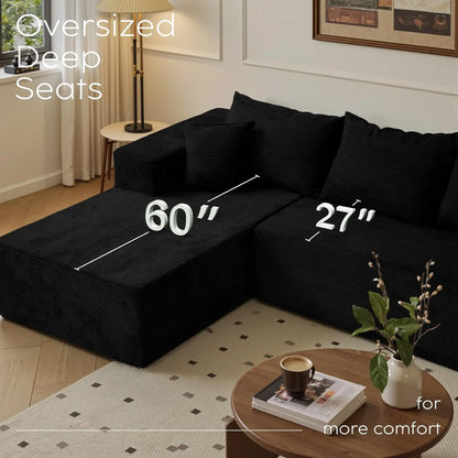Cloud Sectional Couch With L-Shape Chaise, Modern Modular Sofa With Deep Seat, Upholstered Couches For Living Room Bedroom, No Assembly Required