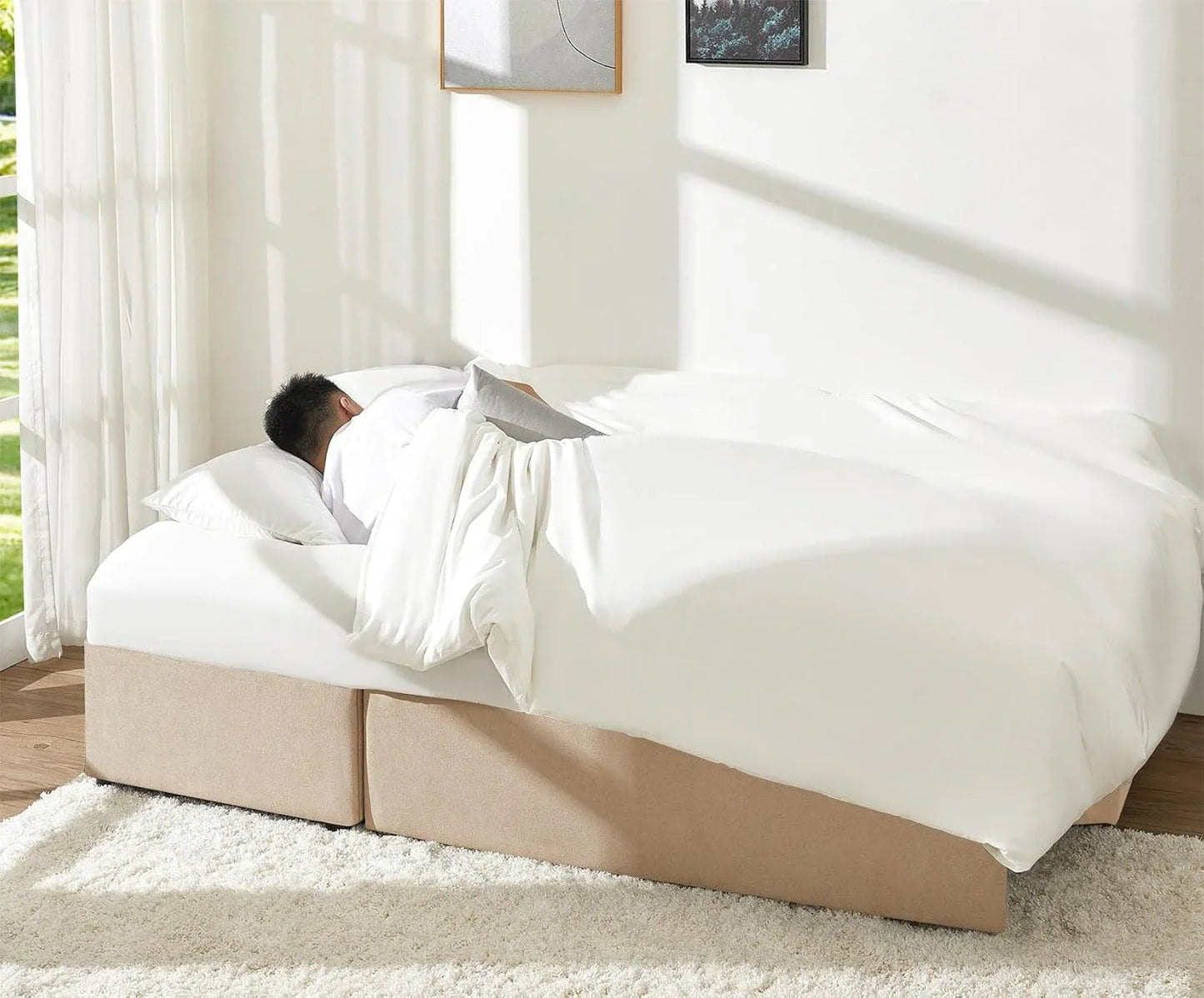 VanAcc Sofa Bed, Sleeper Sofa With Storage Chaise 2-in-1 Pull Out Couch Living Room