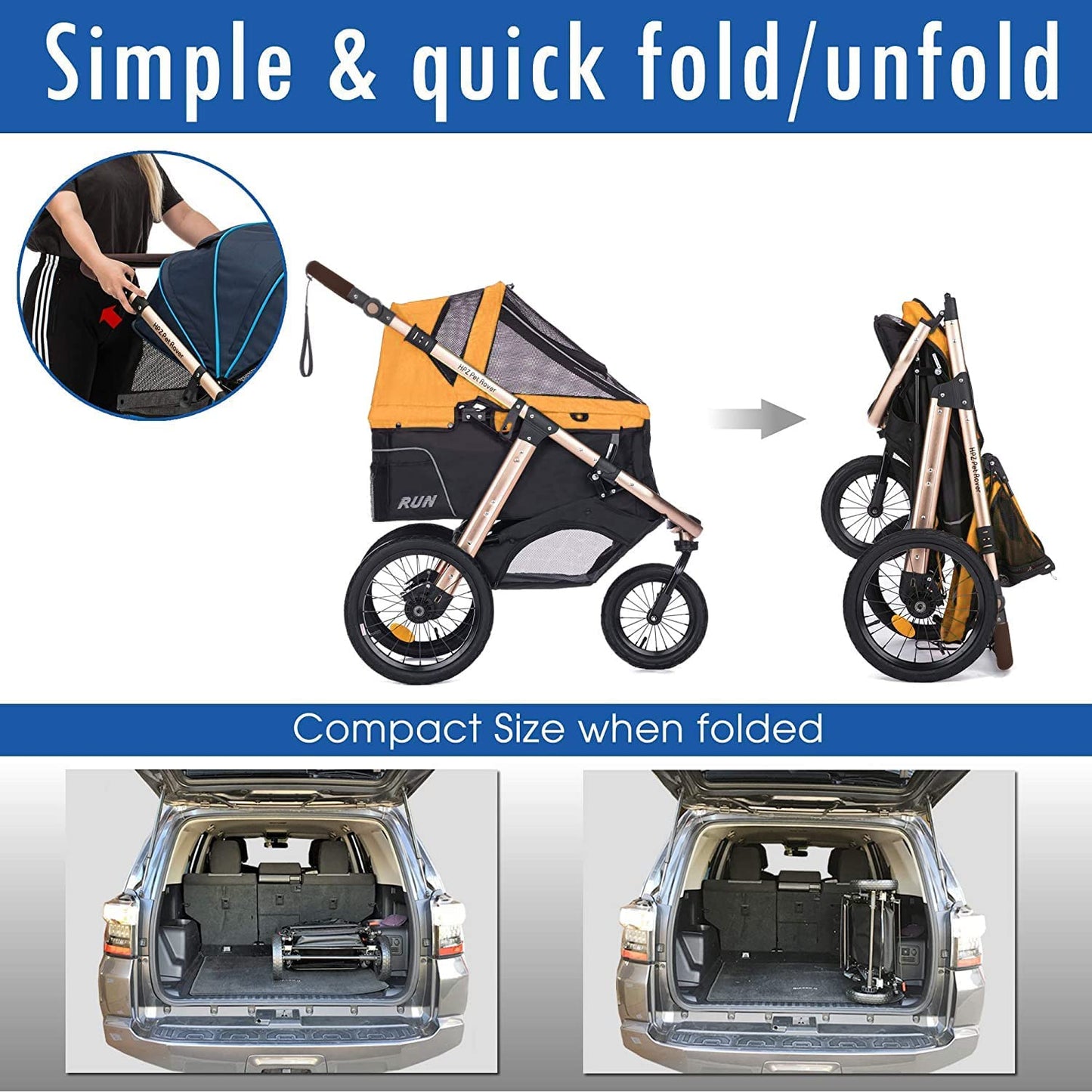 Jogging Sports Stroller With Comfort Rubber Wheels/Zipper-Less Entry/1-Hand Quick Fold/Aluminum Frame For Small/Medium Dogs Cats And Pets, Green Camo