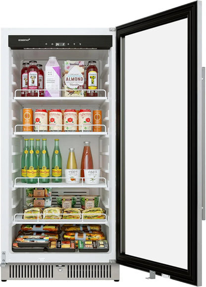 22 In. Wide 10.1 Cu. Ft. Commercial Beverage Merchandiser, Stainless Steel, Temp Alarm, Reversible Door