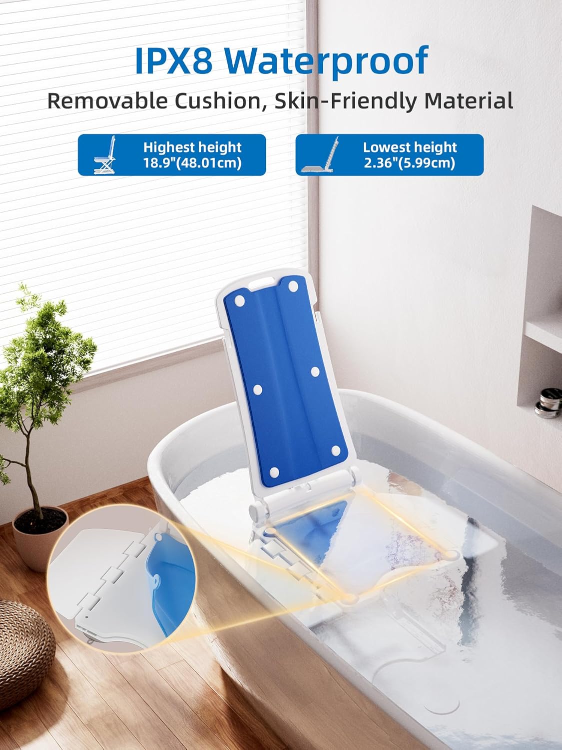 Electric Chair Lift For Elderly, 308lbs Support, Waterproof, Foldable