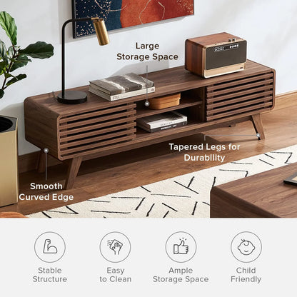 Mopio Ensley 59 In. Walnut TV Stand For 55/60/65 In. TV