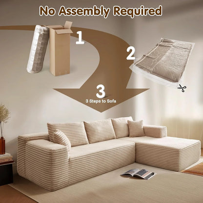 Ovios 104 In. Cloud Sectional Couch With L-Shape Chaise, Modern Modular Sofa With Deep Seat, Upholstered Couches For Living Room Bedroom