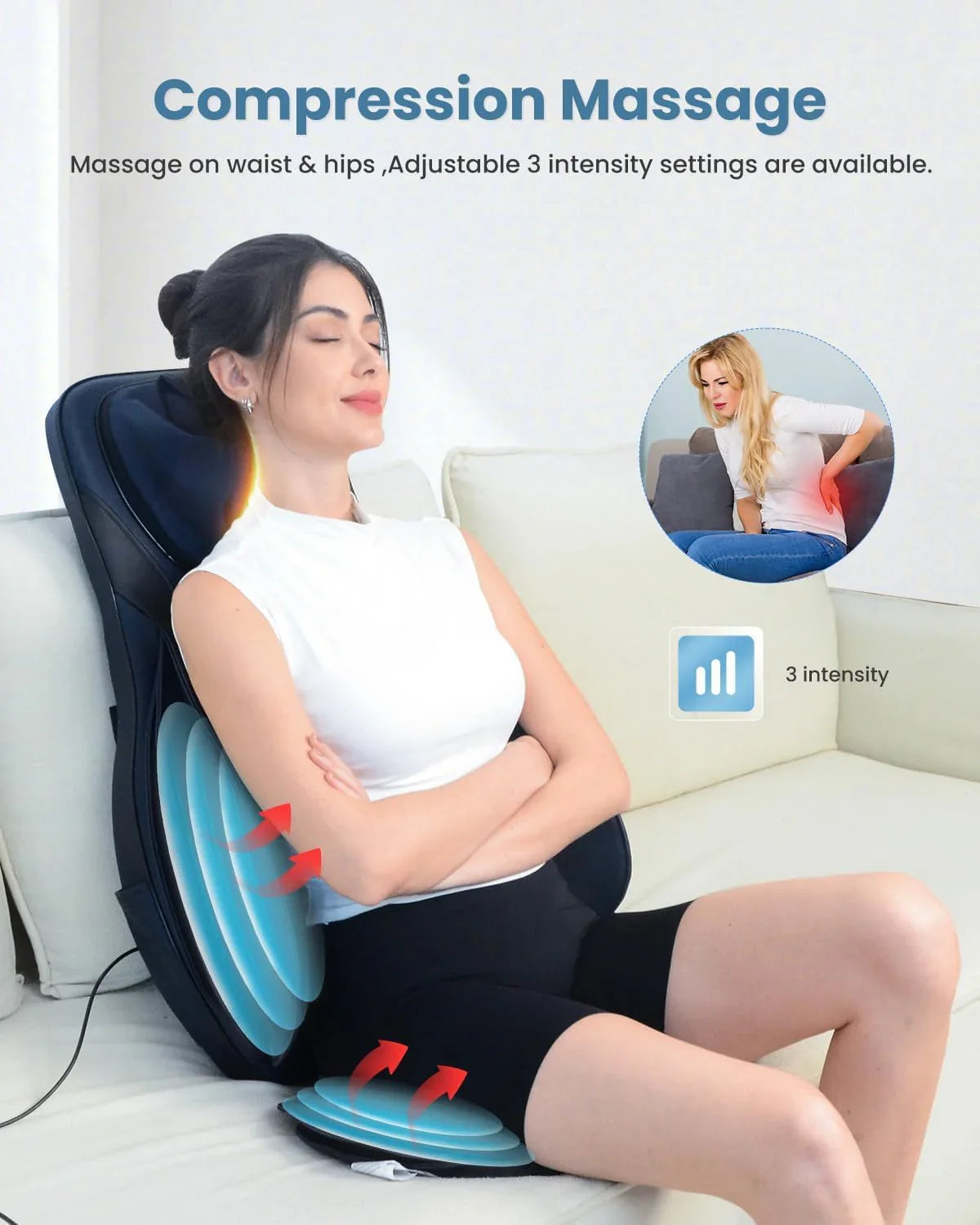 Comfier Massager Chair With Heat Shiatsu Neck Back Massager Portable With Compress And Rolling Massage Chair Pad For Full Back Neck And