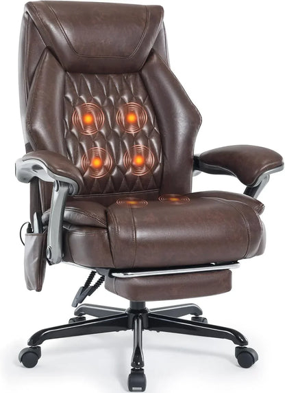 Massage Office Chair With Heating And Footrest Ergonomic Executive Reclining Office Chair