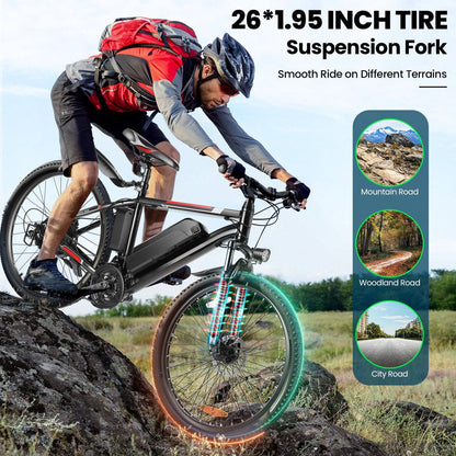 500W Electric Bike 26 In. Electric Bicycle For Adults With Cruise Control System Ebike