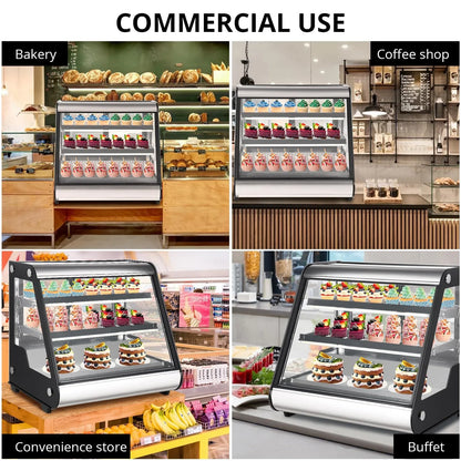 Commercial Refrigerator Display Case 130L, 4.6 Cu. Ft., Auto Defrost, Tempered Glass Plus LED Lighting, Countertop Commercial Use