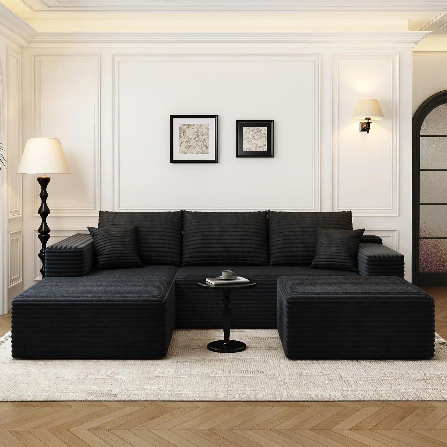 107.5 In. Cloud Modular Sectional Sofa Couch With L-Shape Chaise, Modern Minimalist Upholstered Couches For Living Room Bedroom
