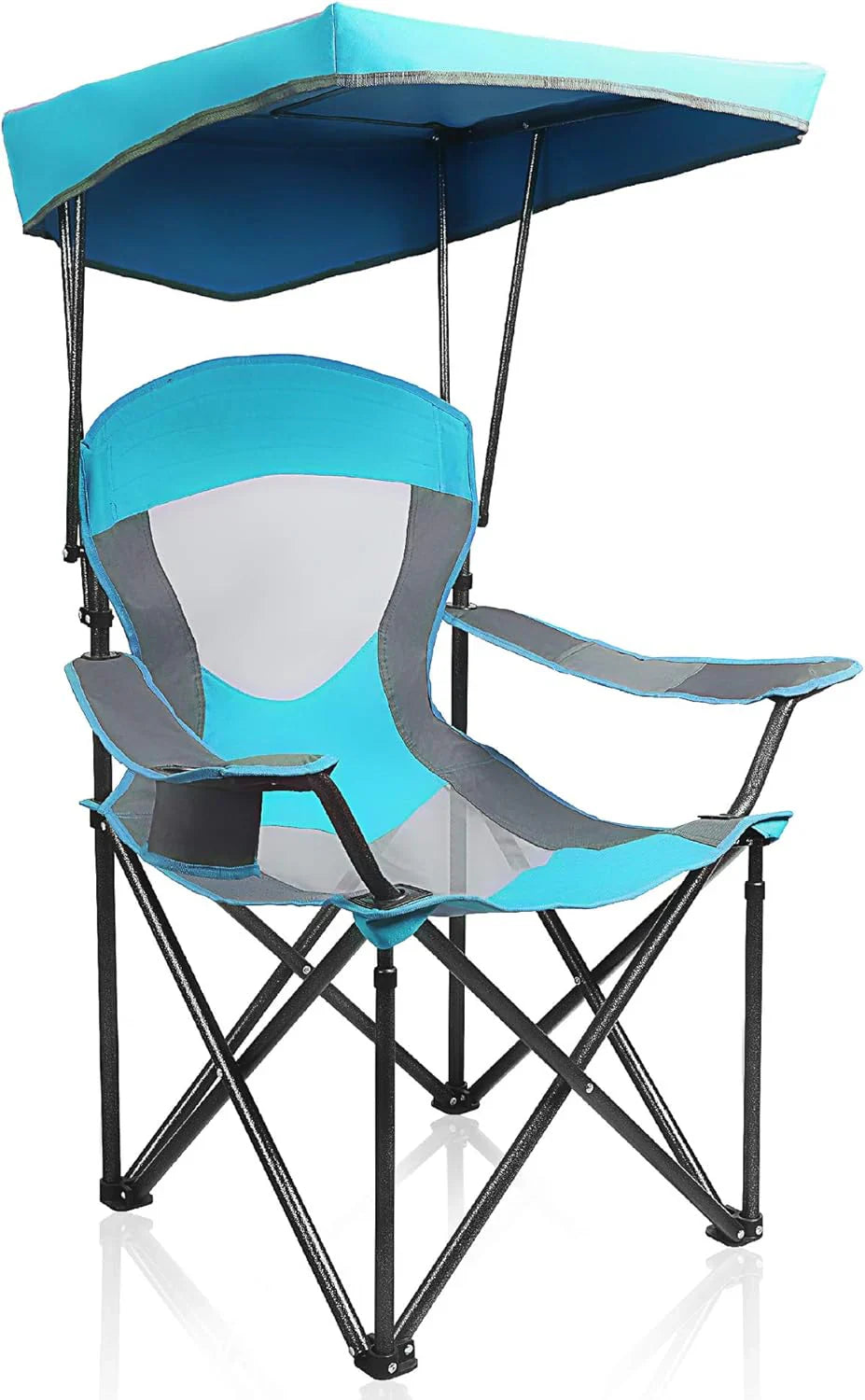 Alpha Camp Heavy Duty Canopy Camping Chair, 350 Lbs Capacity Oversized Folding Chair With Adjustable Sunshade