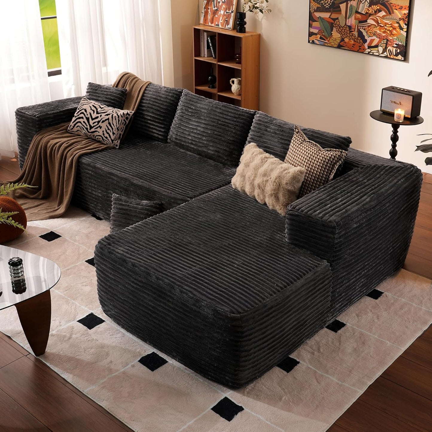 Ovios 104 In. Cloud Sectional Couch With L-Shape Chaise, Modern Modular Sofa With Deep Seat, Upholstered Couches For Living Room Bedroom