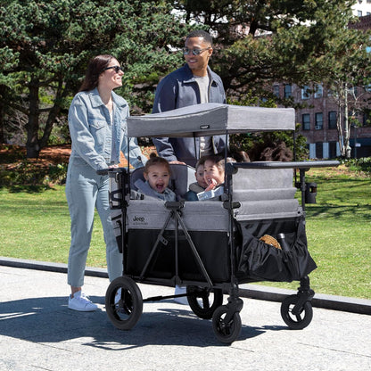 Jeep Wrangler Deluxe 4 Seater Stroller Wagon By Delta Children- Premium Quad Stroller Wagon For 4 Kids