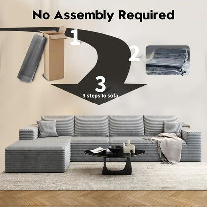 107.5 In. Cloud Modular Sectional Sofa Couch With L-Shape Chaise, Modern Minimalist Upholstered Couches For Living Room Bedroom