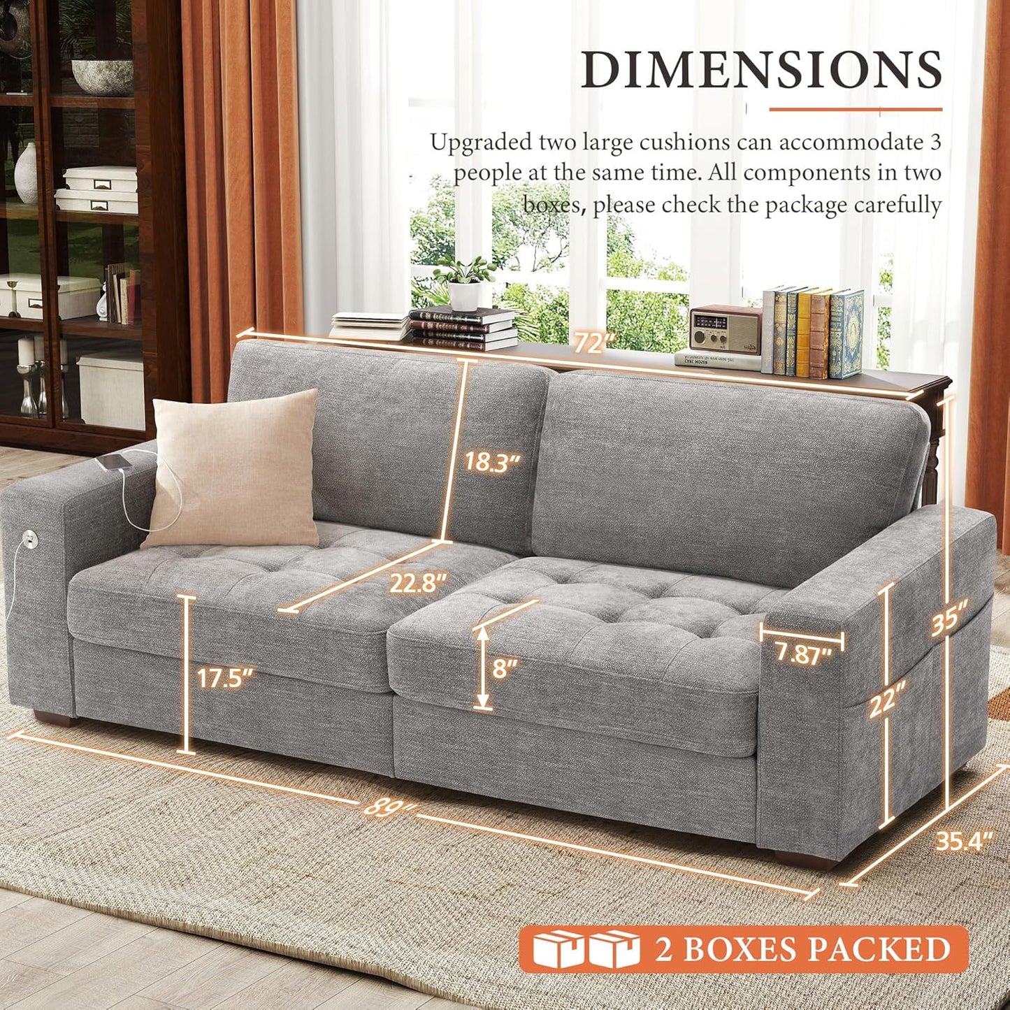 Ihanherry 146 In. U-Shaped Modern Sofa Modular Sectional Cloud Couch With 2 Ottoman