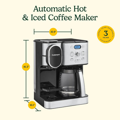 Cuisinart Coffee Maker, 12 Cup Glass Carafe, Automatic Hot And Iced Coffee Maker, Single Server Brewer, Stainless Steel, Ss 16