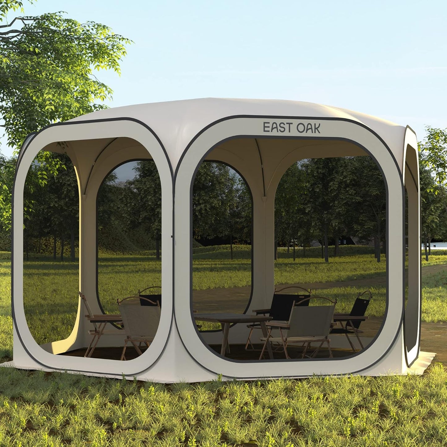 East Oak Screen House Tent Pop-Up, Portable Screen Room Canopy Instant Screen Tent 10 x 10 Ft. With Carry Bag For Patio, Backyard