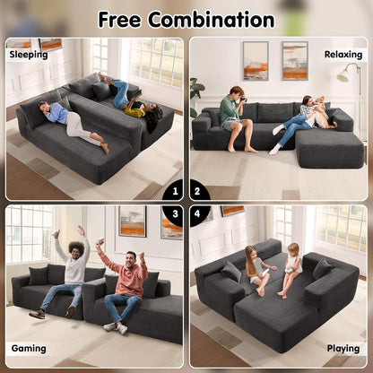 Ovios 104 In. Cloud Sectional Couch With L-Shape Chaise, Modern Modular Sofa With Deep Seat, Upholstered Couches For Living Room Bedroom