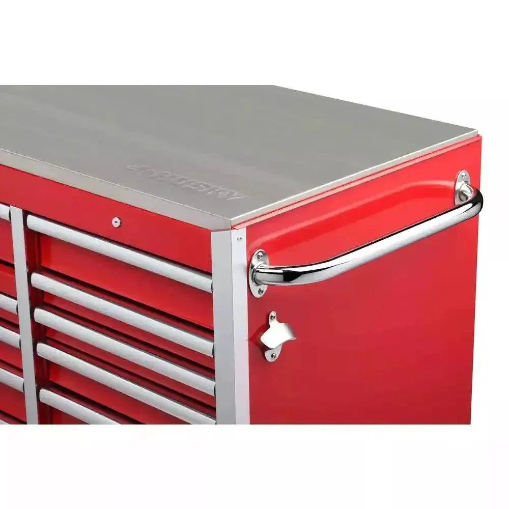 Husky Heavy-Duty 72 In. W x 24 In. D 15-Drawer Tool Chest Mobile Workbench With Stainless Steel Top And Dual Locks In Red