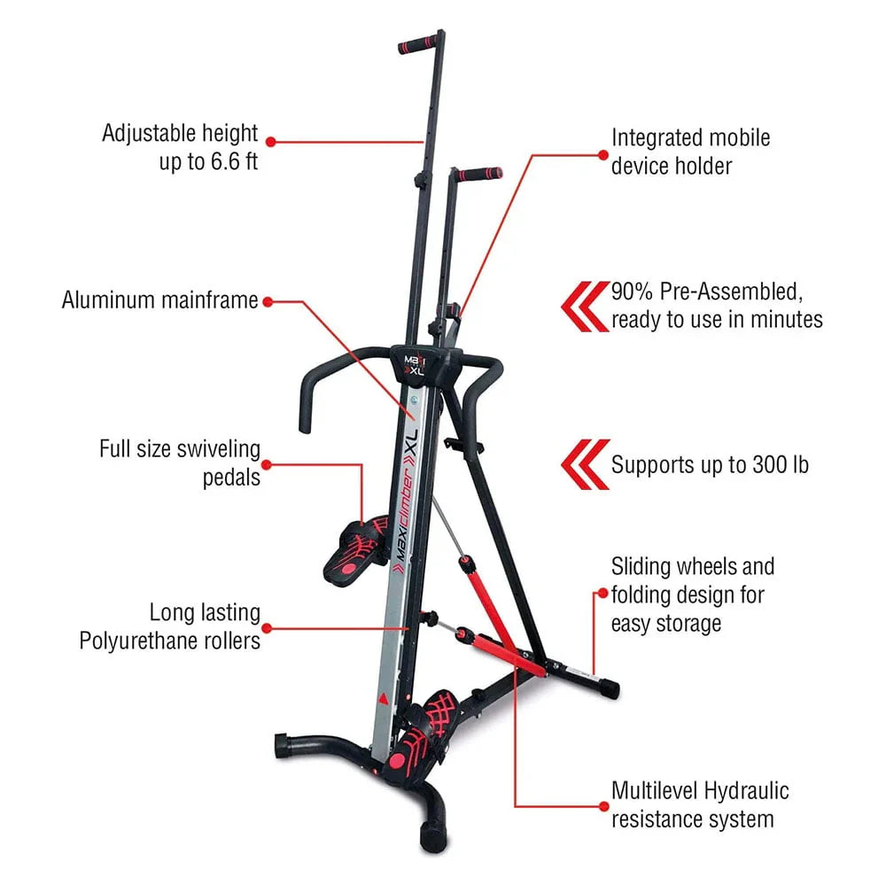 MaxiClimber XL Hydraulic Resistant Vertical Climber And Exercise System