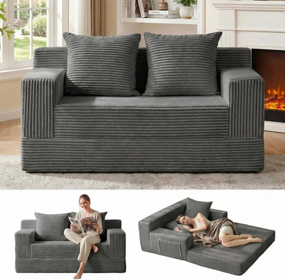 Loveseat Boneless Convertible Sofa Bed, Folding Floor Futon Sleeper Sofa Couch Bed- Boneless Foldable Couch