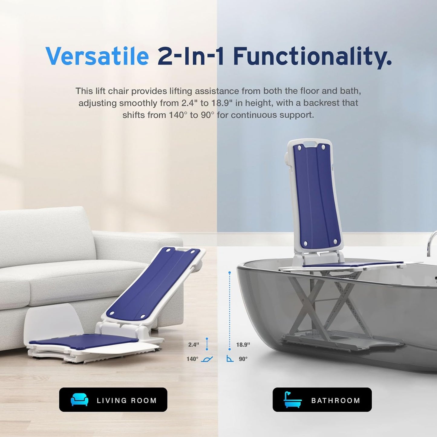 Aydmed 2-in-1 Electric Lift Chair, 308lbs Capacity, Waterproof