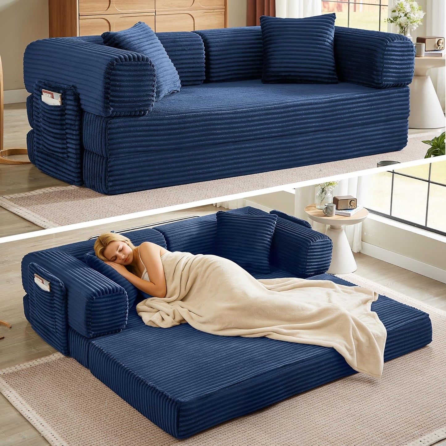 Boneless Couch Folding Couches For Living Room Sofa, Futon Sofa Bed With Sleeper Sofa