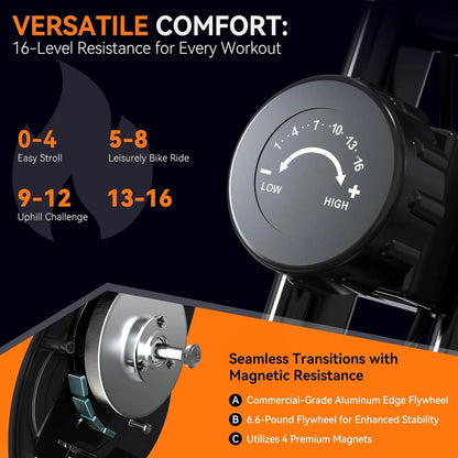Foldable Exercise Bike Stationary Bikes For Home, 5-in-1 Indoor Workout Bike, Cycling Bike With 16-Level Quiet Magnetic Resistance