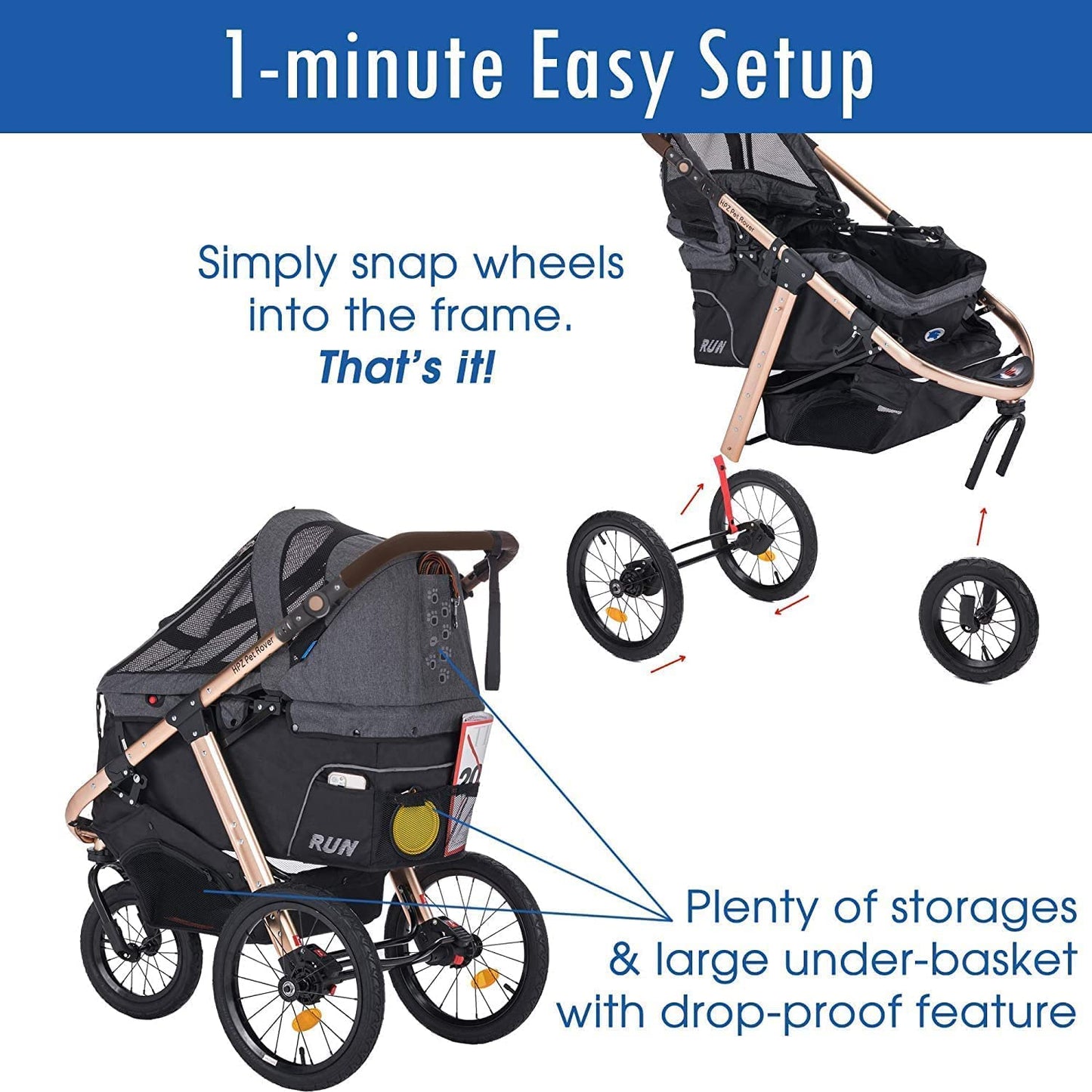Jogging Sports Stroller With Comfort Rubber Wheels/Zipper-Less Entry/1-Hand Quick Fold/Aluminum Frame For Small/Medium Dogs Cats And Pets, Green Camo