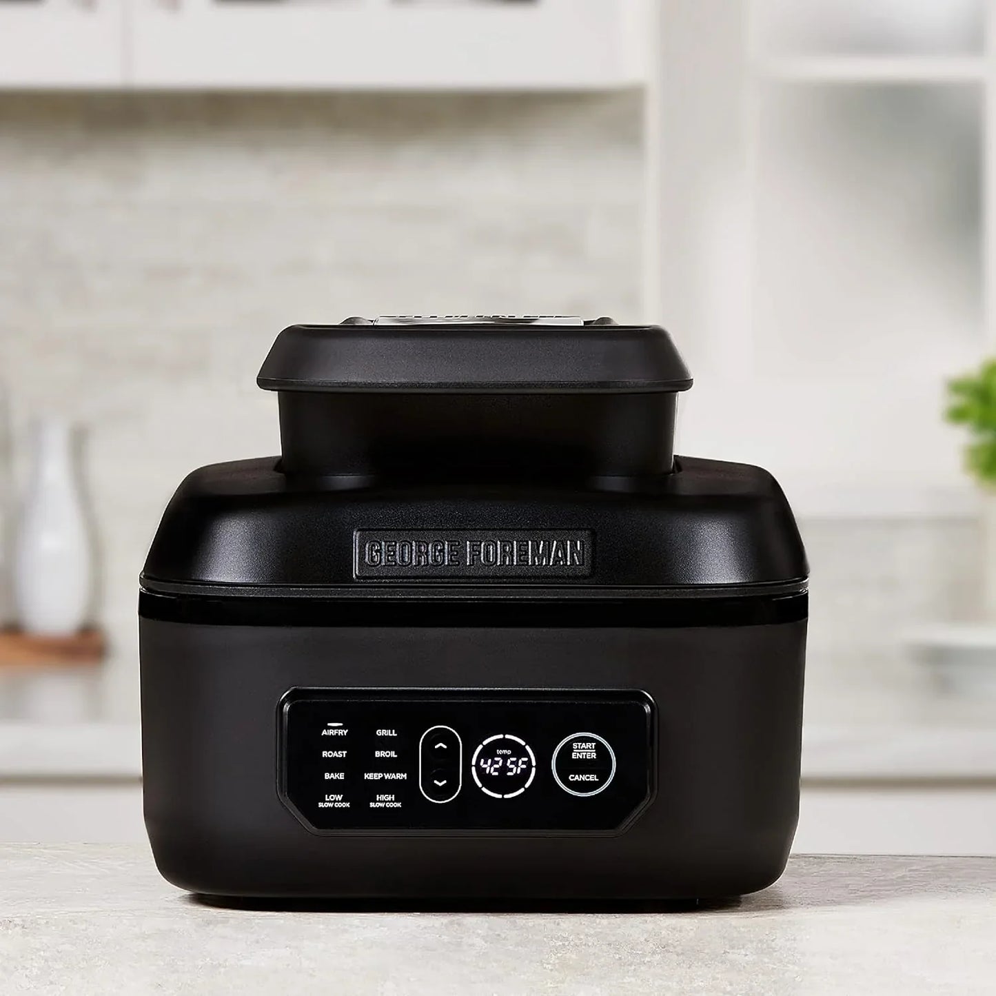 George Foreman Beyond Grill锟 7-in-1 Electric Indoor Grill With Air Fry Technology, MCAFD800D, Black, Large