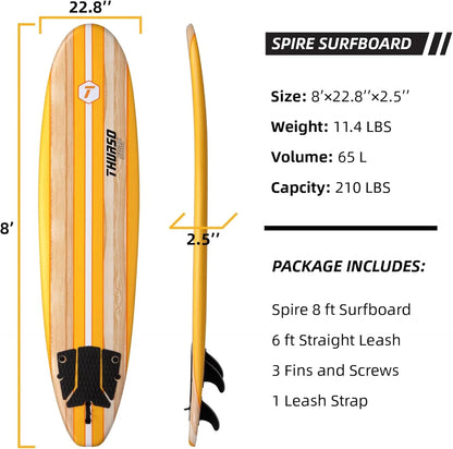 Thurso Surf 7/8 Ft. Soft Top Foam Beginner Surfboard For Adults And Kids Perfect Longboard For Surfing Beach Fun And Water Sports Lightweight