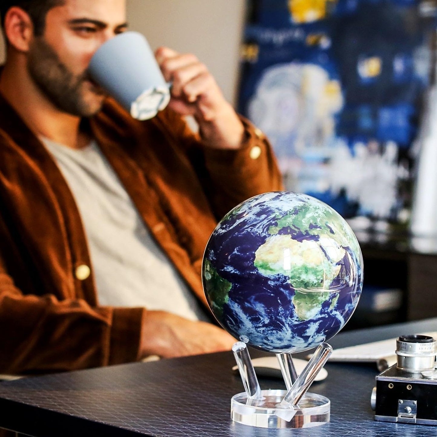 Mova 4.5 In. Self-Rotating Globe Earth With Clouds, Light Powered