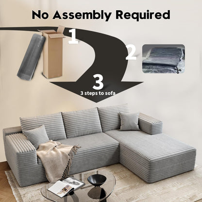 107.5 In. Cloud Modular Sectional Sofa Couch With L-Shape Chaise, Modern Minimalist Upholstered Couches For Living Room Bedroom