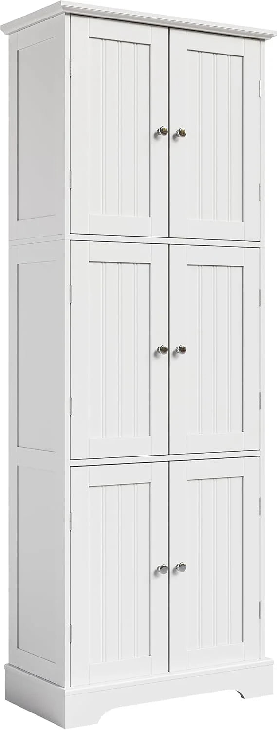 ChooChoo Tall Bathroom Storage Cabinet With 6 Doors, Freestanding Floor Cabinet