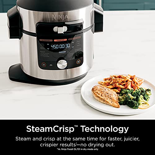 Ninja OL701 Foodi 14-in-1 Smart XL 8 Qt. Pressure Cooker Steam Fryer With SmartLid And Thermometer Auto Steam Release, That Air Fries