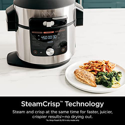 Ninja OL701 Foodi 14-in-1 Smart XL 8 Qt. Pressure Cooker Steam Fryer With SmartLid And Thermometer Auto Steam Release, That Air Fries