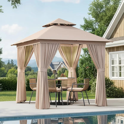 Aoxun Outdoor Gazebo For Patio 10x12, Metal Frame Canopy With Double Roofs