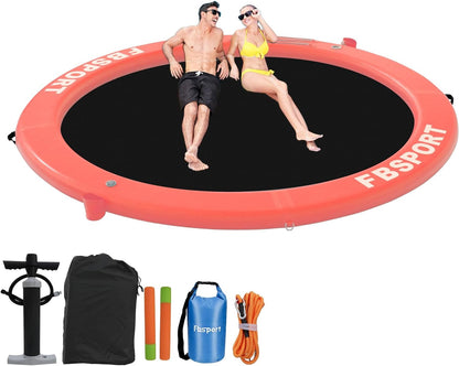 Inflatable Dock Floating Platform 8 Ft. Inflatable Water Hammock Floating Deck For Lake With Cupholder Round Floating Ring Float Ring Pool Float