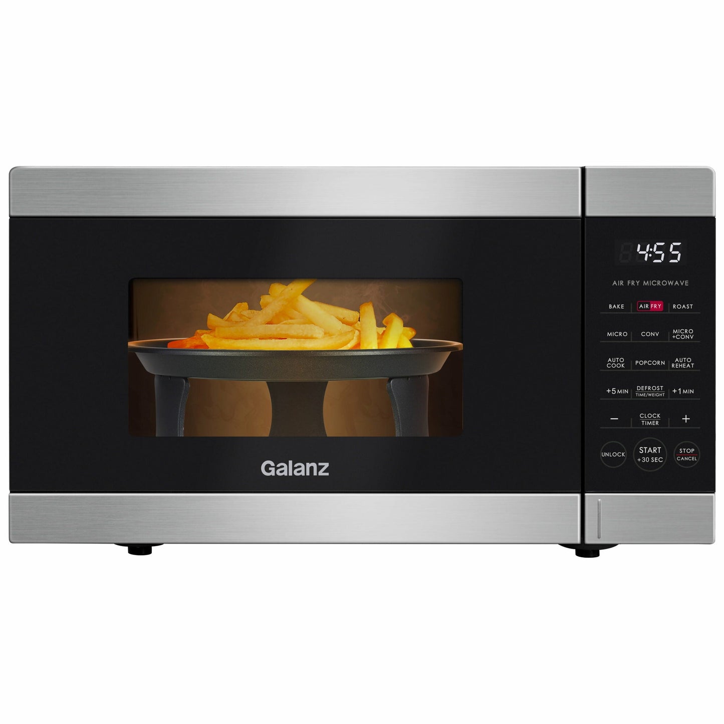 Galanz 3-in-1 Air Fry Microwave Oven, 0.9 Cu. Ft., 900W, Stainless Steel, Convection And Air Fry Technology