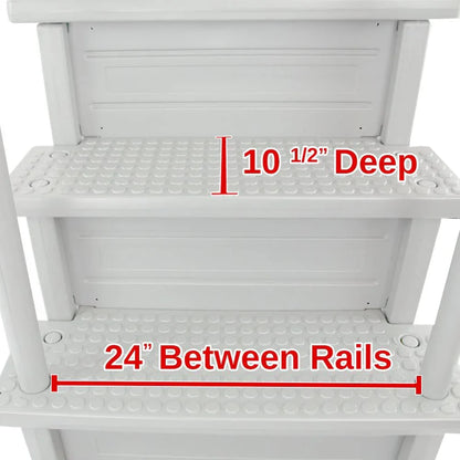 Select Anti-Slip in-Pool Steps, Gray, For Above Ground Swimming Pools, Can Mount To Decks 48 In. To 54 In. H, Safety Stairs Capacity Up To 300 Lbs