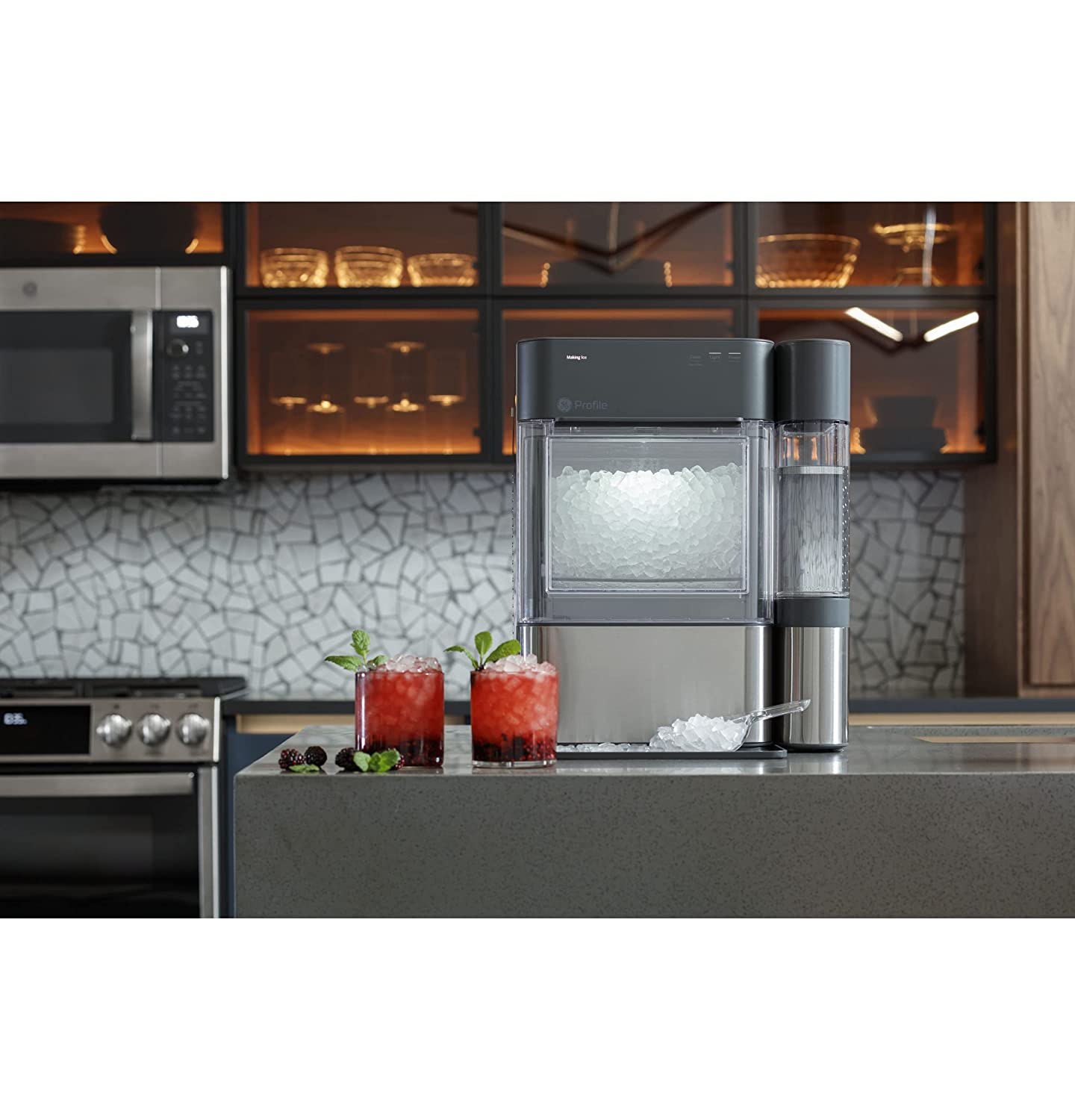 GE Profile Opal 2.0, Countertop Nugget Ice Maker, Ice Machine With WiFi Connectivity, Smart Home Kitchen Essentials, Black Stainless