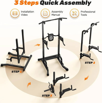 Sportsroyals Power Tower Pulp Up Bar Station, 450 Lbs Stable Suspended Immersion Tilt Station
