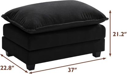 111.4 In. L-Shaped Modern Sofa Modular Cloud Sofa Ottoman 4-Seater Chenille Deep Seat Sofa