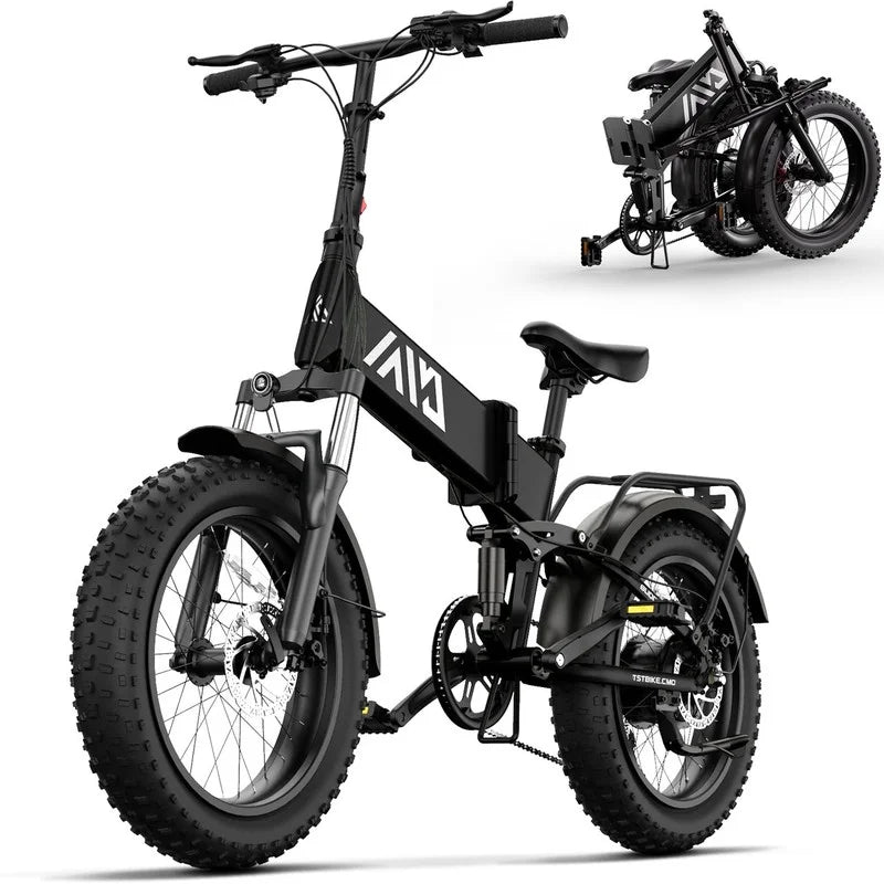 Tst Electric Bike 4.0 Fat Tire Foldable Ebike 48V 13Ah Battery 750W Electric Commuter Bicycle With LCD 20 In. One-Step Folding Electric City