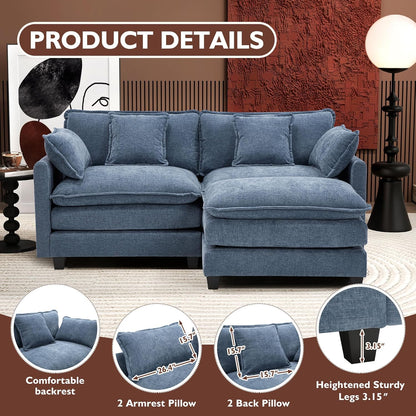 Ihanherry 146 In. U-Shaped Modern Sofa Modular Sectional Cloud Couch With 2 Ottoman