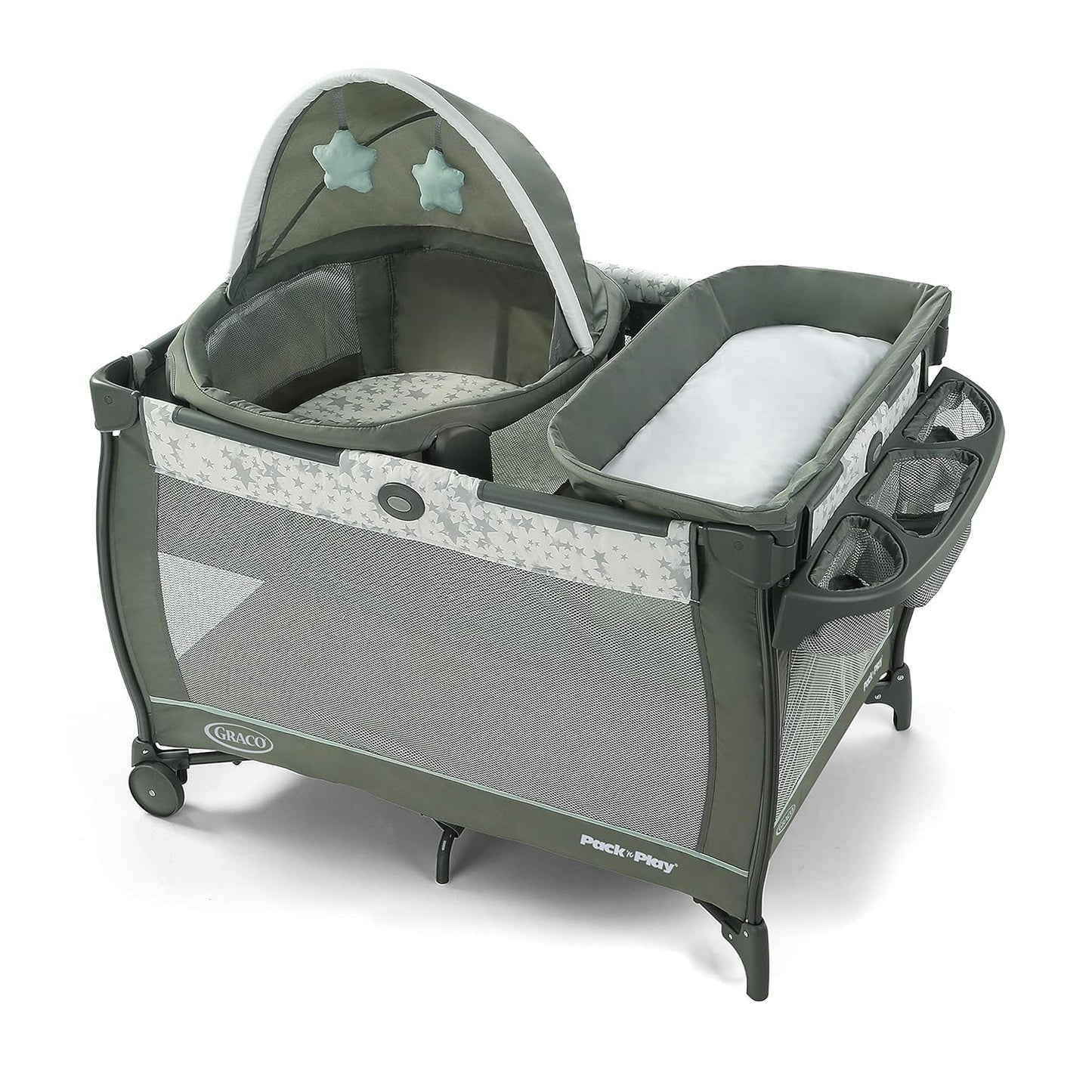 Graco Pack 'N Play Close2Baby Bassinet Playard Features Portable Bassinet Diaper Changer And More Derby
