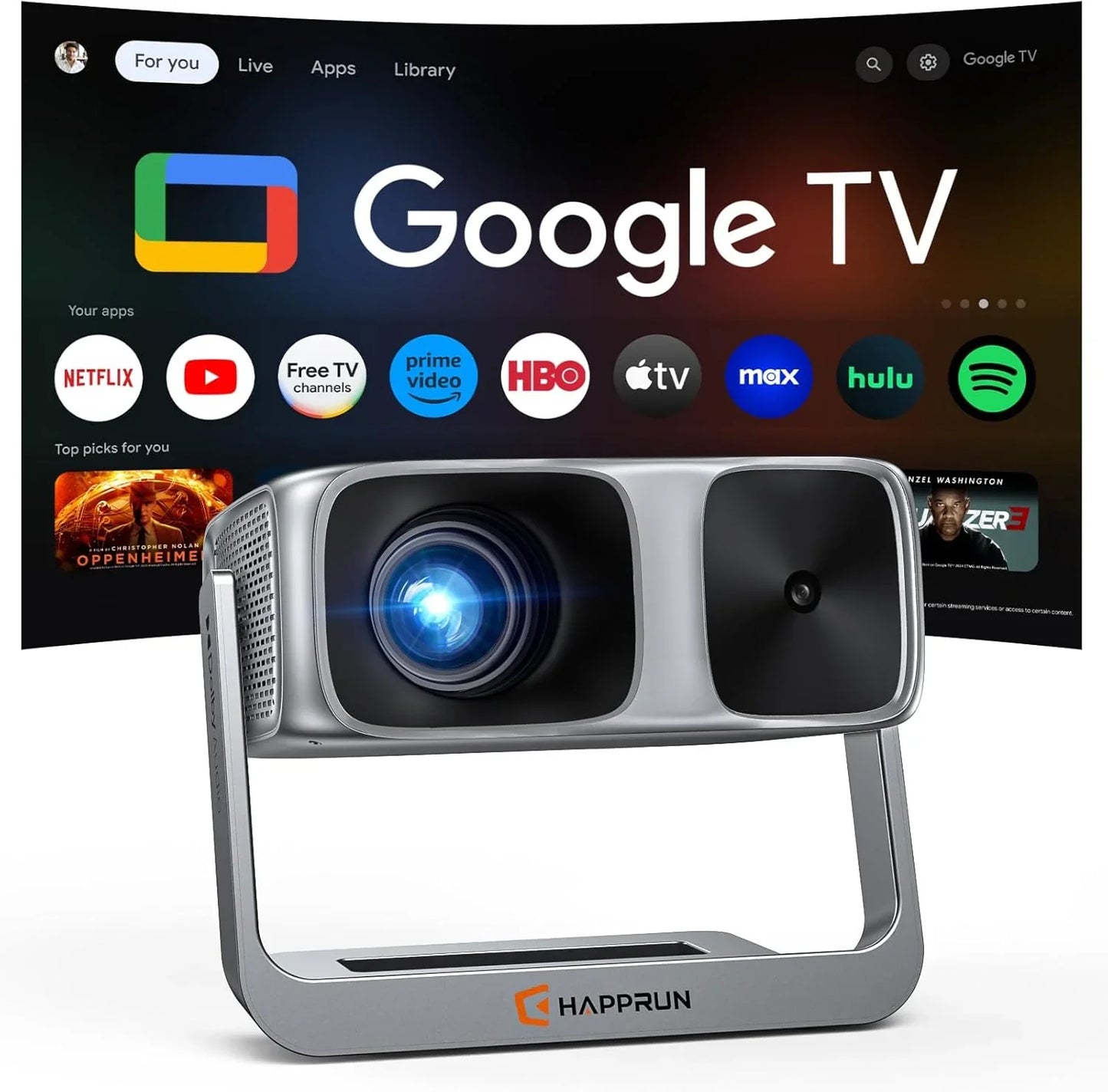 2000 Ansi Official Licensed Google TV Outdoor Projector 4K Decoding, Smart Projector