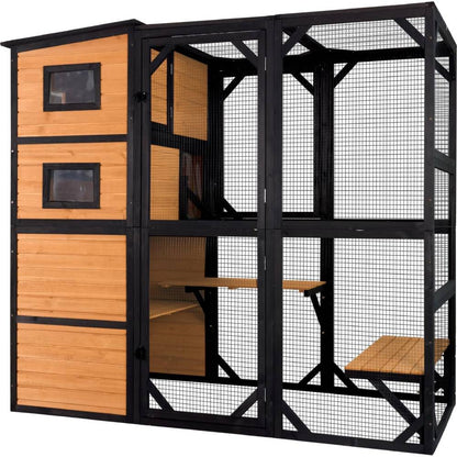 Aivituvin Large Cat Catio, 4 Tiers, Weatherproof Roof, 70 In.H x 77 In.L
